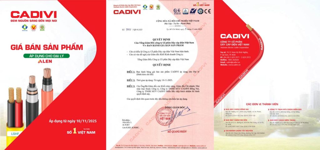 Danh mục sản phẩm CADIVI đa dạng, đáp ứng mọi nhu cầu sử dụng